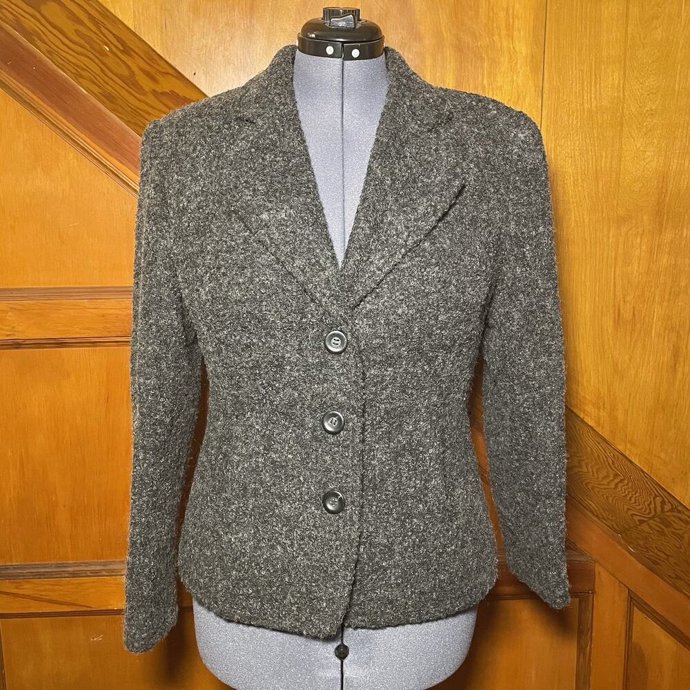 MAG Magaschoni - Vintage Dark Academia Wool-Blend Blazer, Size 14